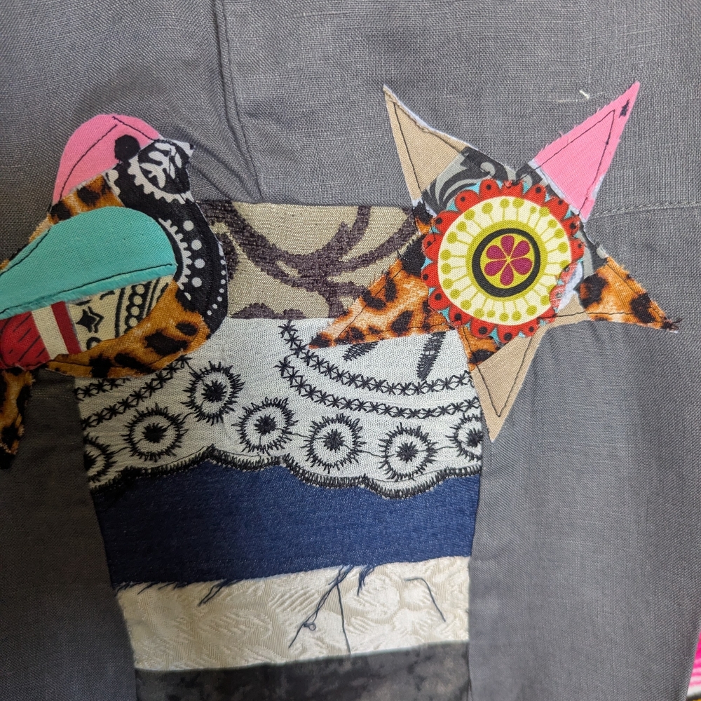 Gray Patchwork Boho Drawstring Pants With Star & … - image 8